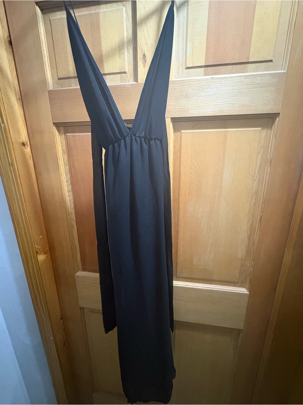Black Plunge V-Neck Maxi Dress
